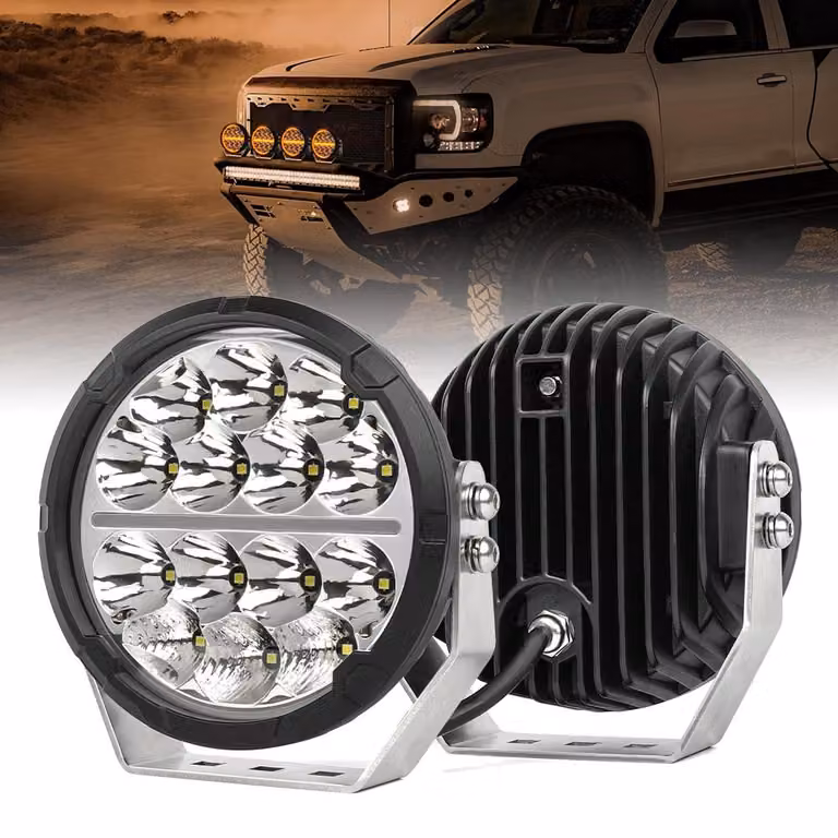 Lampada da lavoro a LED, confezione da 2 pezzi - Diametro di 16,5 cm (6,5 pollici) - 60.000 lumen - Grado di protezione IP68 (impermeabile) - Corpo in alluminio