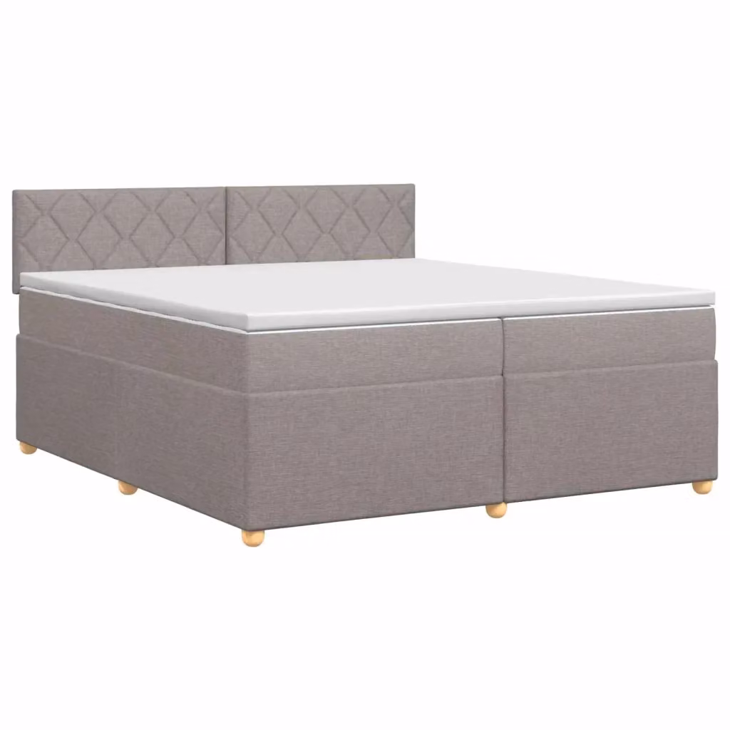 Letto box spring con materasso ibrido vidaXL in tessuto Tortora L 200 x P 200 cm – 2