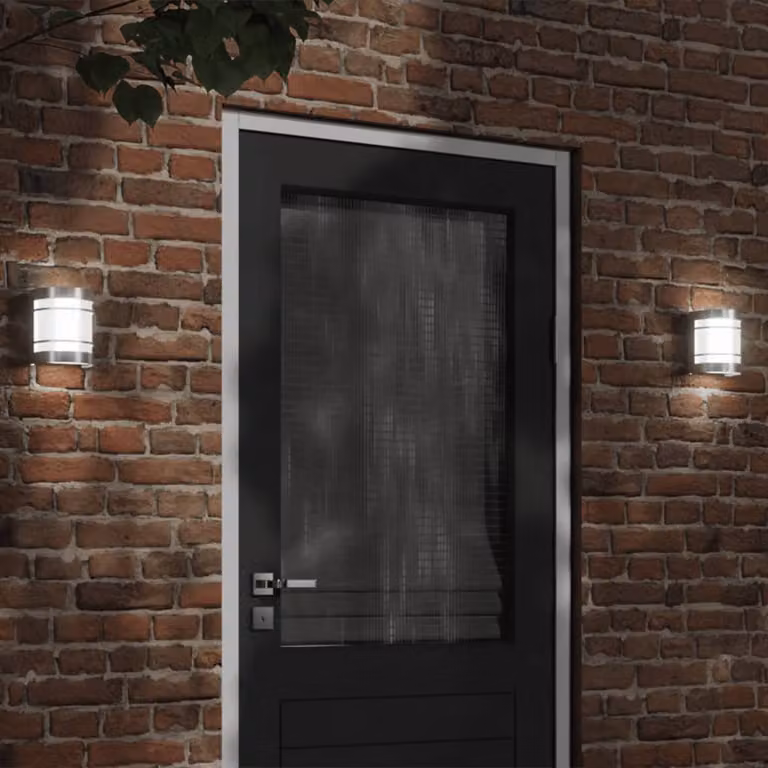 Set di 2 applique da esterno vidaXL in acciaio inossidabile e vetro color argento con montaggio a parete e protezione IP44