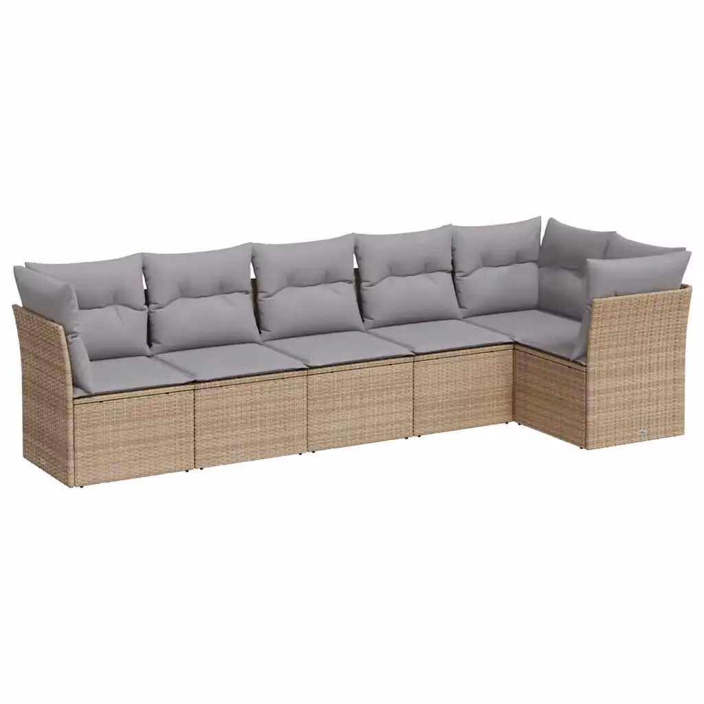 vidaXL Set Divano da Giardino a L da 6 Posti con Cuscini Beige e Struttura in Metallo e Polyrattan – 2