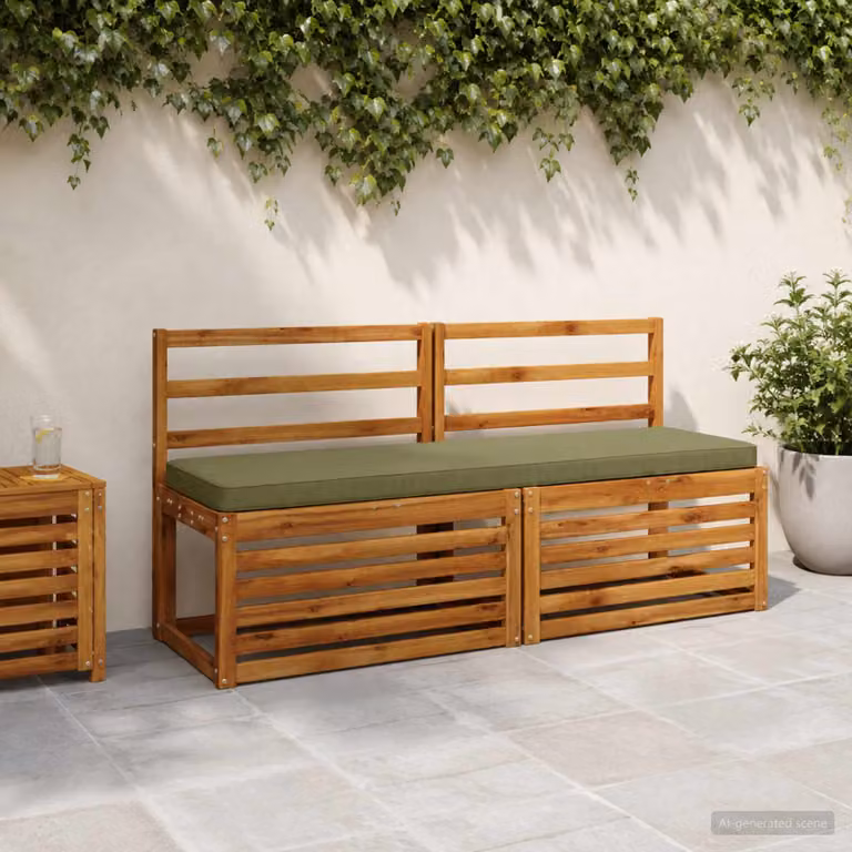 Set di 2 cuscini per panchina vidaXL VUGHT verdi in poliestere con rivestimento rimovibile e resistente ai raggi UV