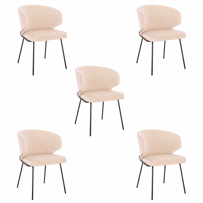 Home Deluxe - Sedia imbottita AMARA- 5 pezzi, colore: beige velluto - imbottitura morbida, carico massimo 120 kg I Sedia da cucina Sedie da pranzo Sedie da pranzo