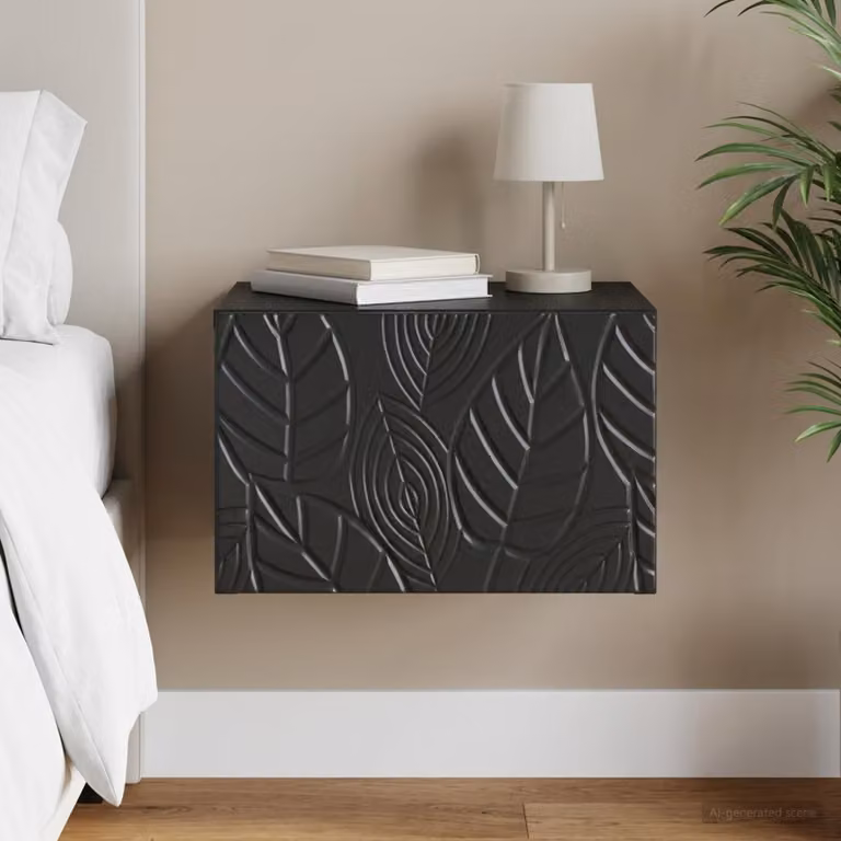 vidaXL Tavolino da parete laterale moderno nero opaco L: 34,5 cm, P: 33 cm, H: 20 cm