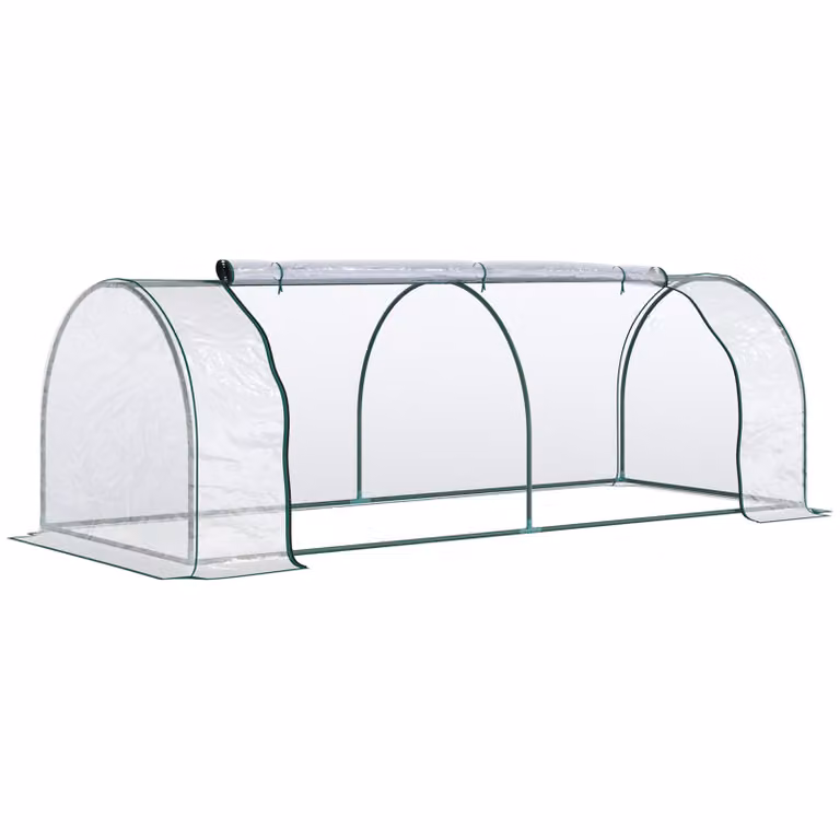 Serra con porta, semenzaio, per la coltivazione delle piante, in acciaio e PVC, 250x100x80 cm