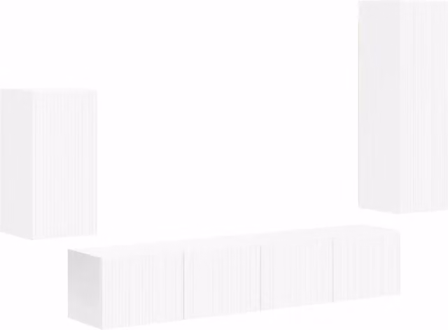 Set mobile TV Montaggio a parete 4 pz | Armadietto TV | Mobile Porta TV Bianco Legno multistrato