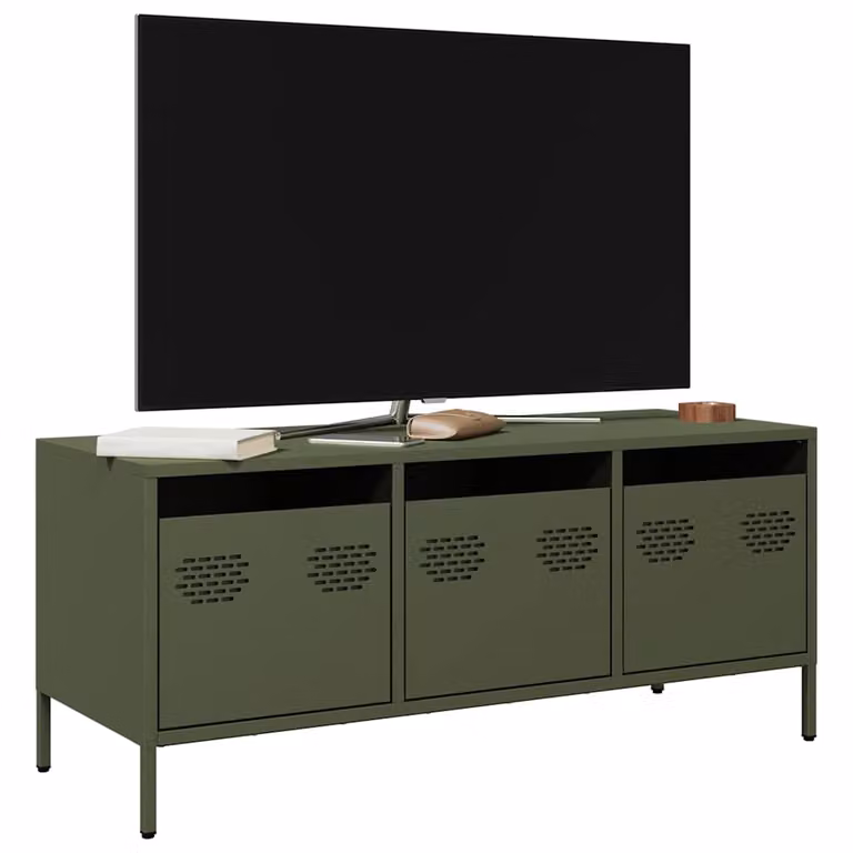 Carrello mobile per TV vidaXL in metallo verde oliva L/P/H: 101,5 x 39 x 43,5 cm