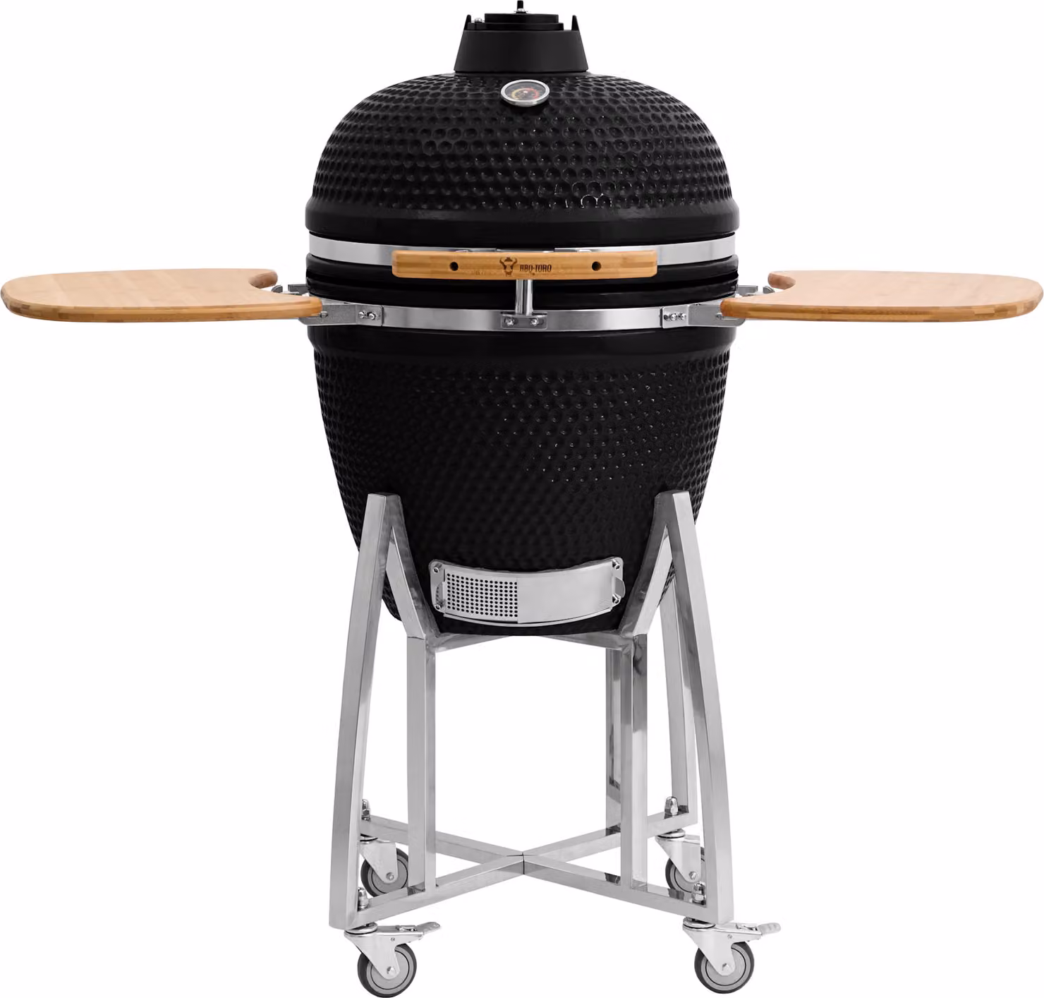 BBQ-Toro Kamado Grill a carbonella "KURO" Ø 52 cm, nero, griglia in Vetroceramica con ripiano, termometro