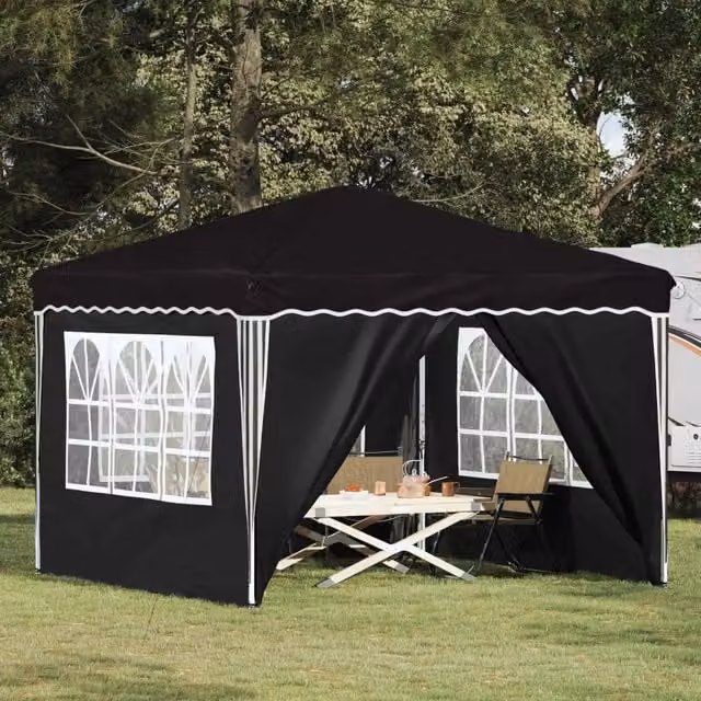 Gazebo Pop-up Design In Nero in Tessuto Oxford e Acciaio L/P/H: 288 x 288 x 245 cm – 1