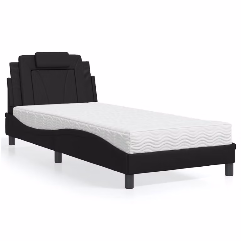 Letto Viana vidaXL con Materasso in Similpelle Nero L/P/H: 80 x 200 cm