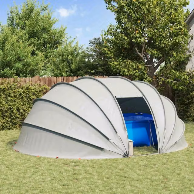 Tenda da piscina a cupola 538 x 440 x 204 cm Grigio 42001138