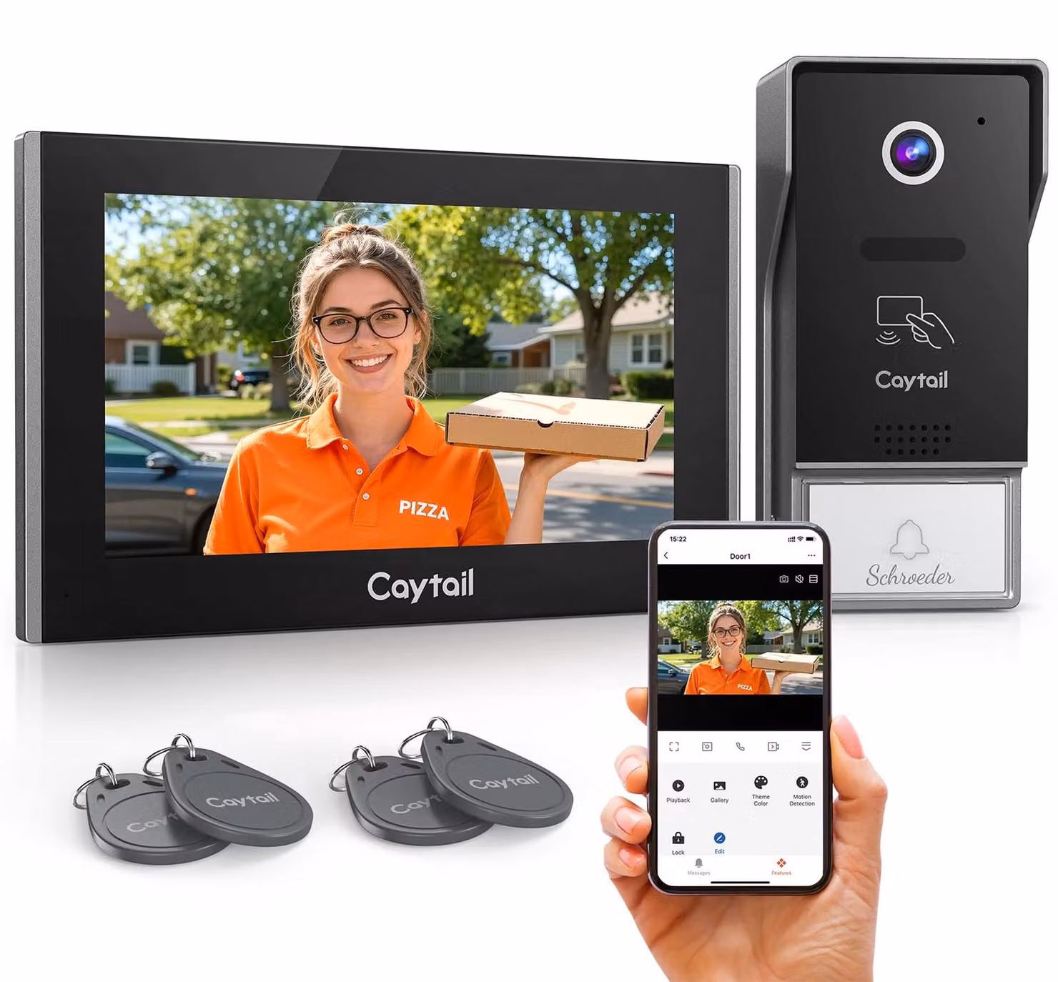 Videocitofono con schermo IPS touchscreen da 7 pollici - Tecnologia WiFi6 a doppia banda - Telecamera 1080P - Visione notturna - Accesso tramite RFID - Ideale per abitazioni e ristrutturazioni