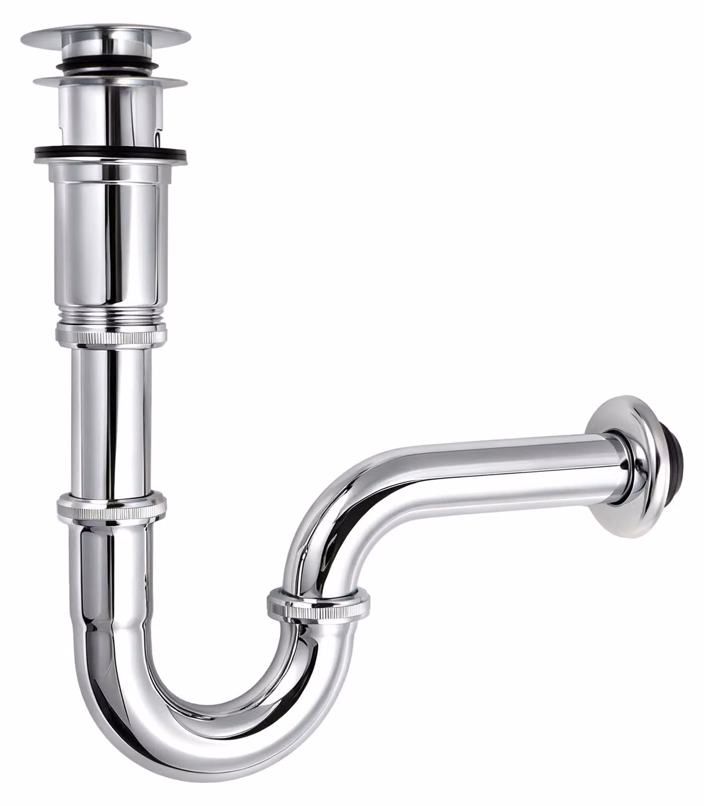 Kit di scarico per lavabo con troppofilo, valvola pop-up, finitura cromata