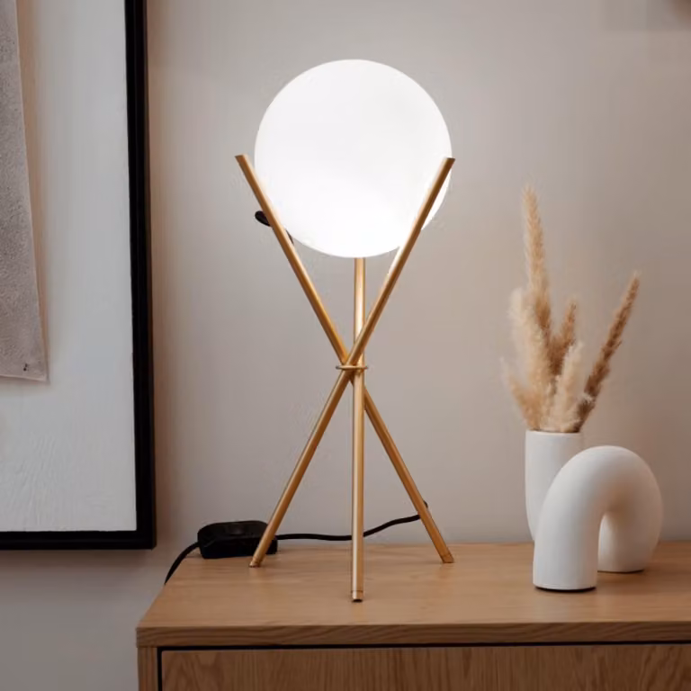 s.luce Orb Axis lampada da tavolo in vetro treppiede 20cm lampada da tavolo treppiede lampada globo in vetro