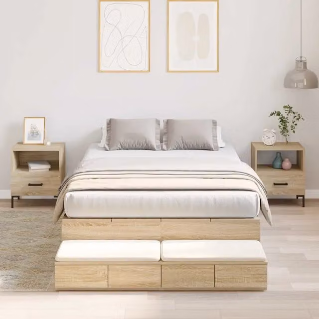 Letto con contenitore moderno vidaXL in legno color marrone, L: 120 cm, H: 226,5 cm, P: 200 cm