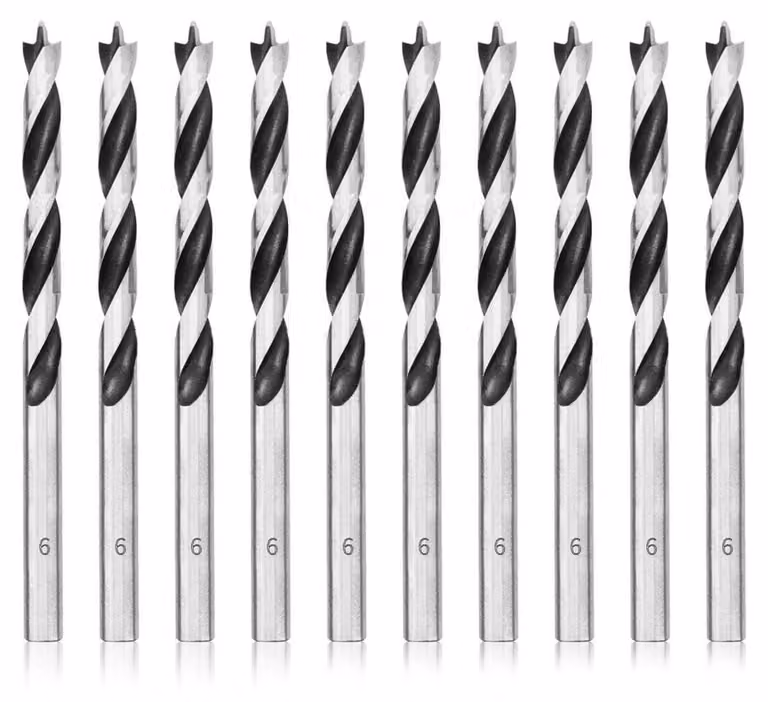 Trapano a tazza da 6 mm, confezione da 10 pezzi. Trapano a spirale con punta a punta per la lavorazione del legno