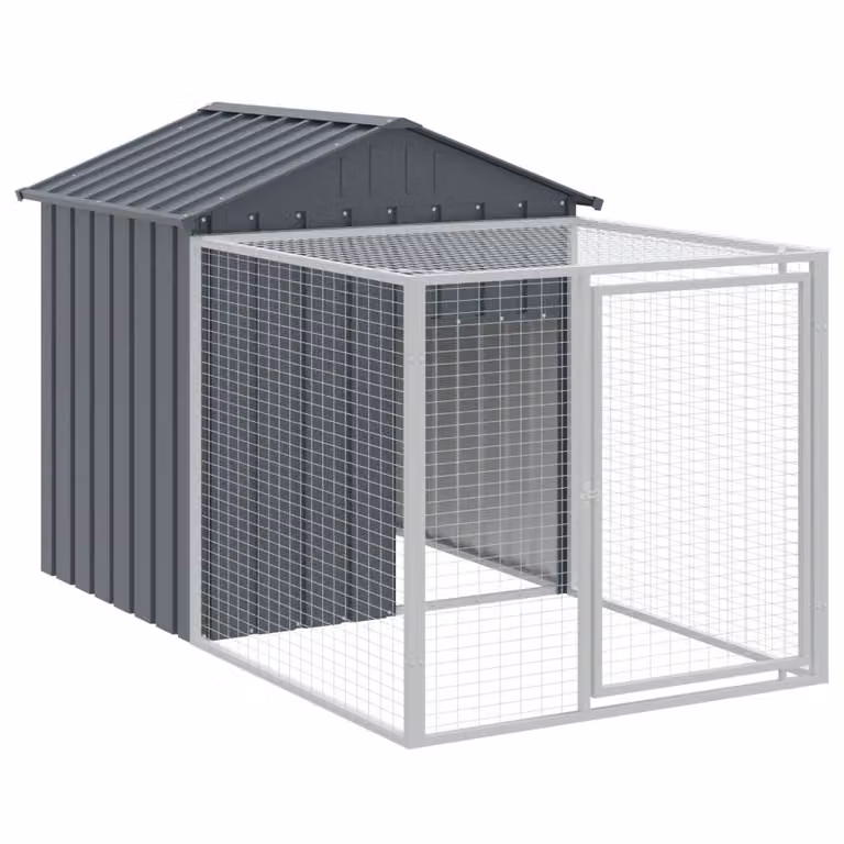 Gabbia per polli con recinto antracite 117x201x123 cm in acciaio zincato
