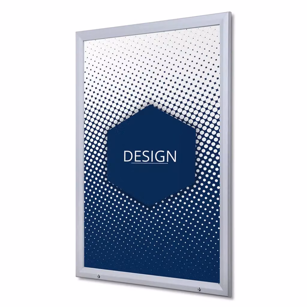 Bacheca porta poster GIORDANOSHOP con apertura a ribalta in alluminio, L: 100 cm, H: 140 cm, colore silver e white – 2