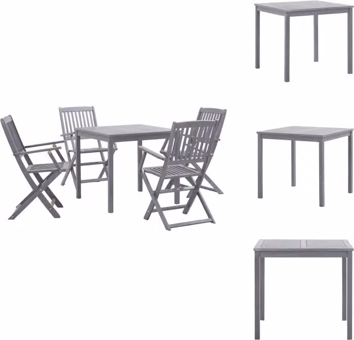 vidaXL Set da pranzo da giardino 5 pezzi in legno massiccio grigio acacia - Set di mobili da giardino