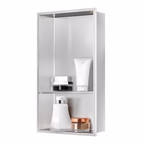sunrik Nicchia Doccia Incasso Colore nichel 30x60Cm, Acciaio Inox, Mensole