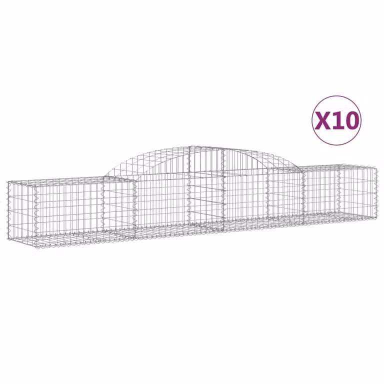 Cesti Gabbioni ad Arco 10 pz 300x30x40/60 cm Ferro Zincato