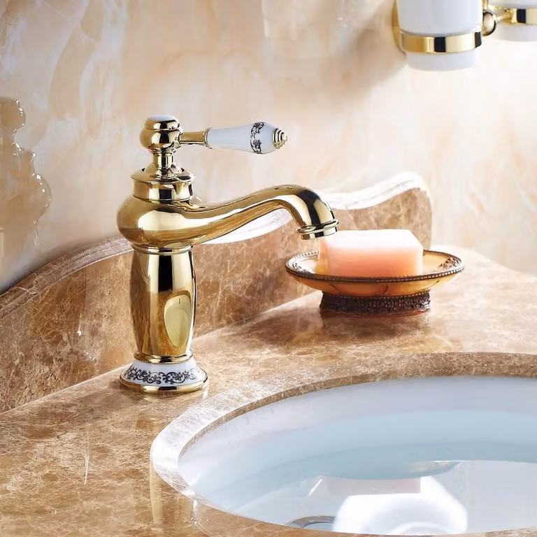 Solidchoice - Miscelatore monocomando in ottone con finitura dorata per il bagno