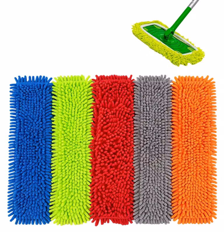 Set di 5 ricariche per mop, in tessuto di chenille, dimensioni 40x12 cm, multicolore