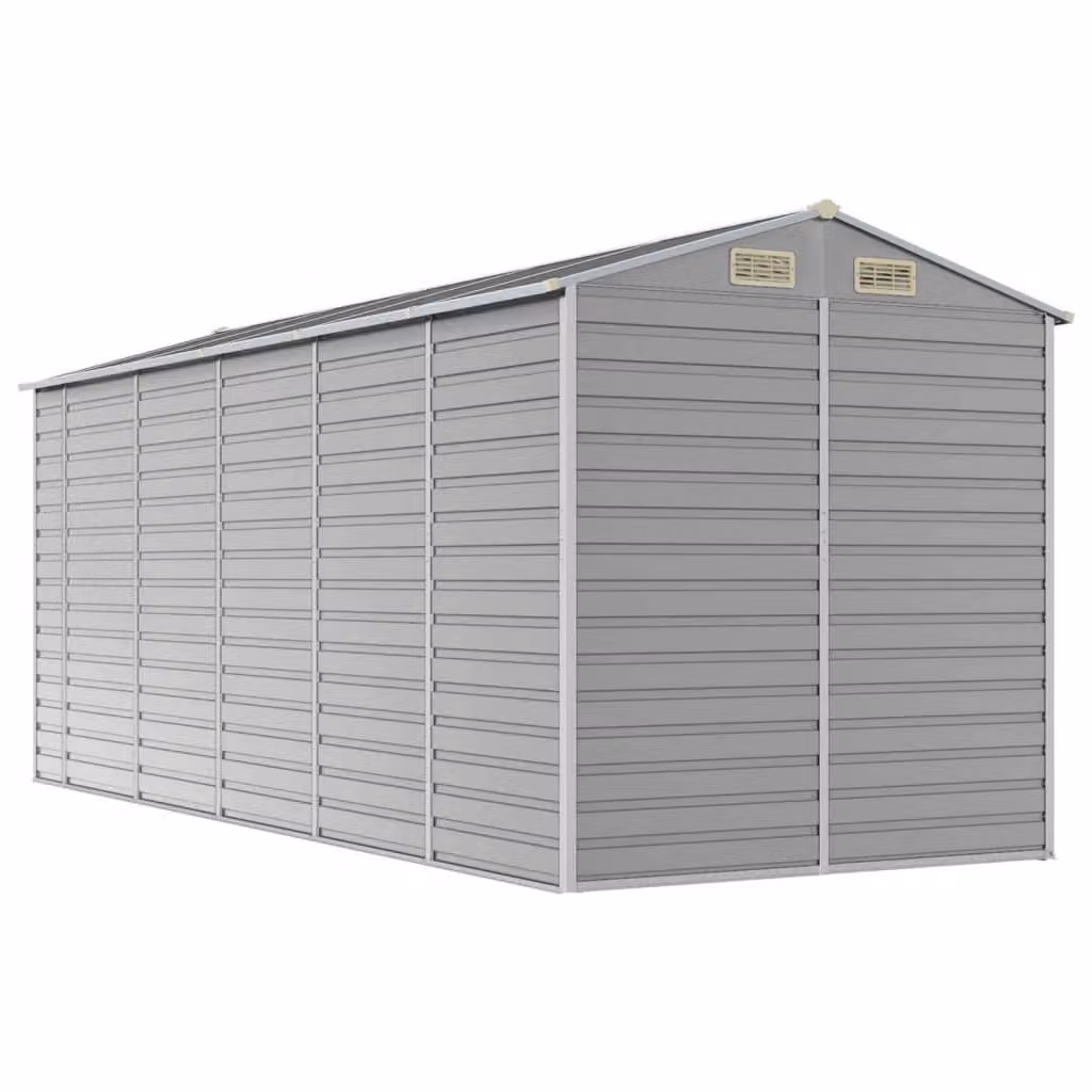 Casetta da giardino grigio chiaro 191x470x198 cm in acciaio zincato