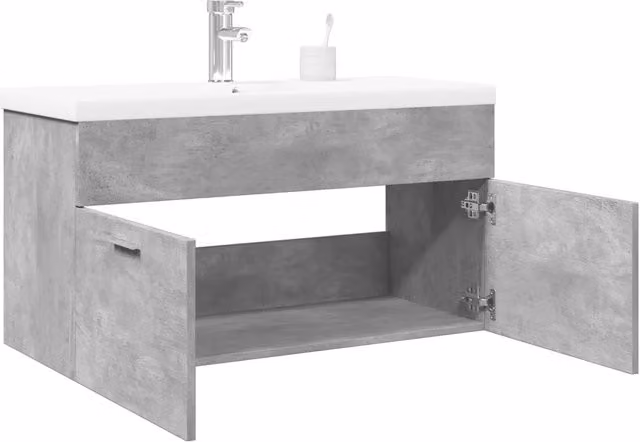 Mobile da Bagno con Lavabo Integrato-Armadietto da bagno con Lavandino Grigio Cemento 947065