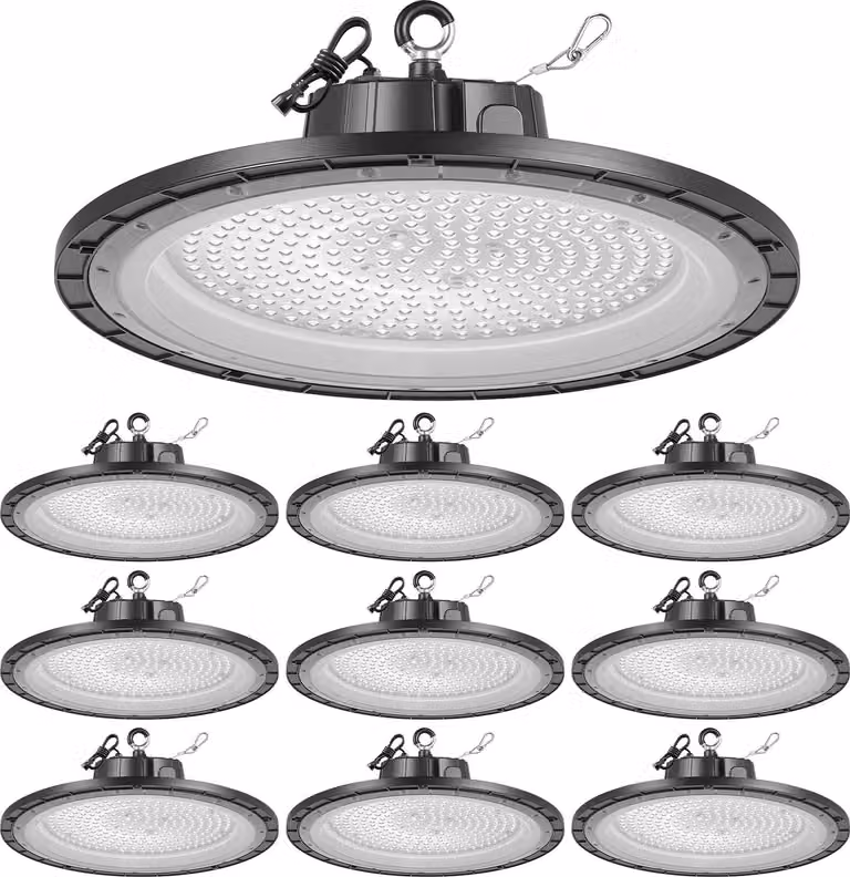 Proiettore a LED per alte luci - Versione UFO - Set di 10 - Potenza 200 W - Flusso luminoso 30.000 lm - Temperatura colore 5000 K bianco neutro - Grado di protezione IP65 - Tensione 100-277 V
