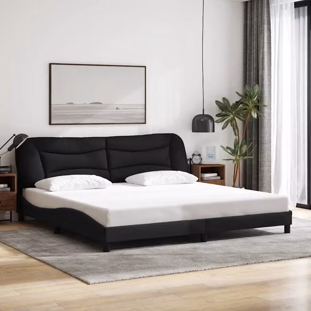 Giroletto senza Materasso-Struttura Letto Hvar Nero 200x200 cm in Tessuto