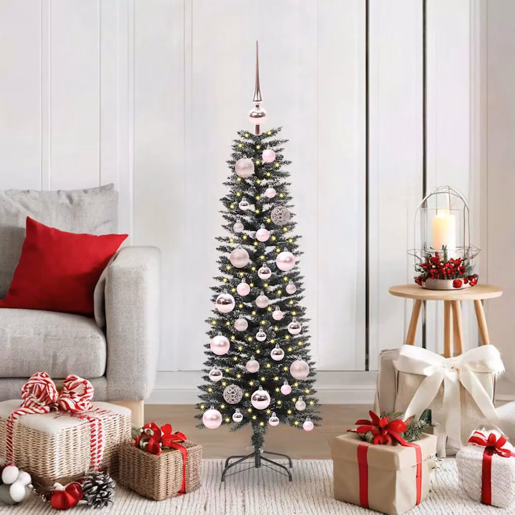 Albero di Natale artificiale verde vidaXL con luci LED bianco caldo e decorazioni a cono, Altezza: 120 cm