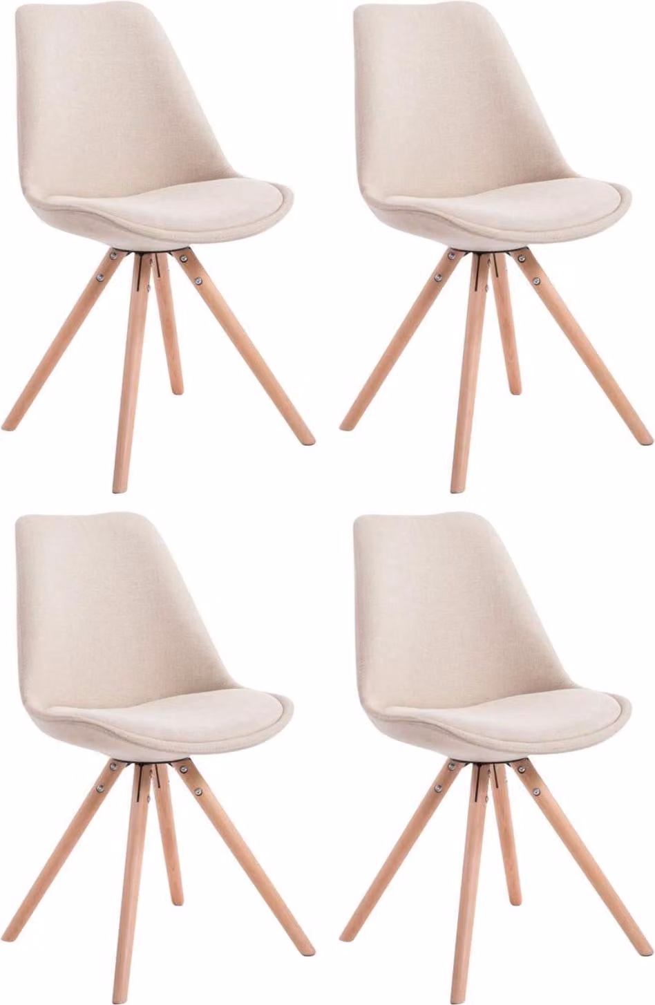 Set di quattro sedie per visitatori - Sedie per ospiti - Design elegante con robusta struttura in legno | Colore: Crema | Colore dell'abbigliamento: Naturale