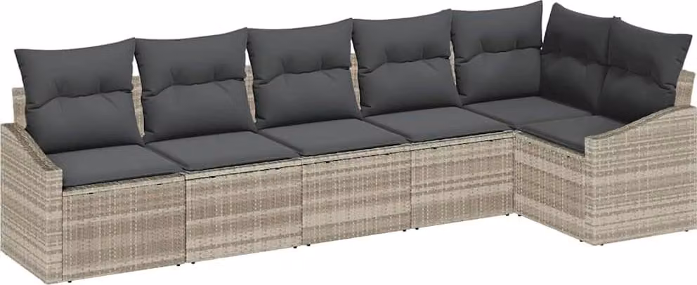 Set di divani con cuscino 6 pcs Grigio chiaro polyrattan