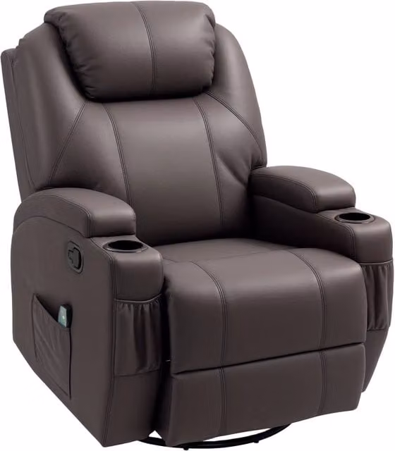 Poltrona Relax Massaggiante Reclinabile con 8 Punti Massaggio e 5 Modalità 84x92x109 cm Marrone Scuro