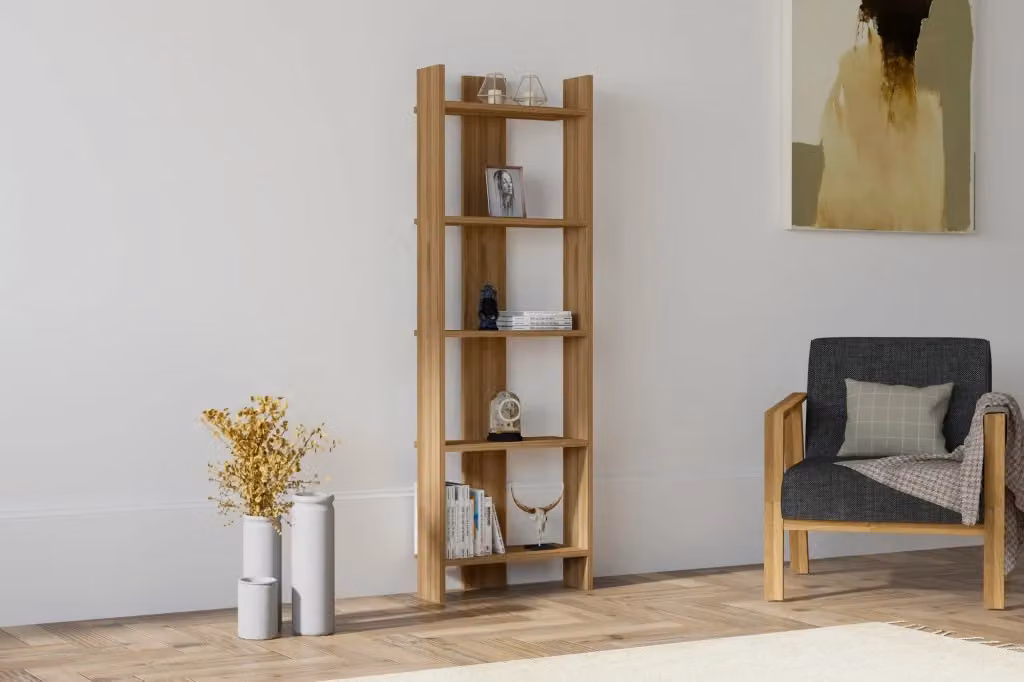 Libreria scandinava HANAH HOME in legno e MDF marrone opaco L 52 cm x P 22 cm x H 149 cm – 2