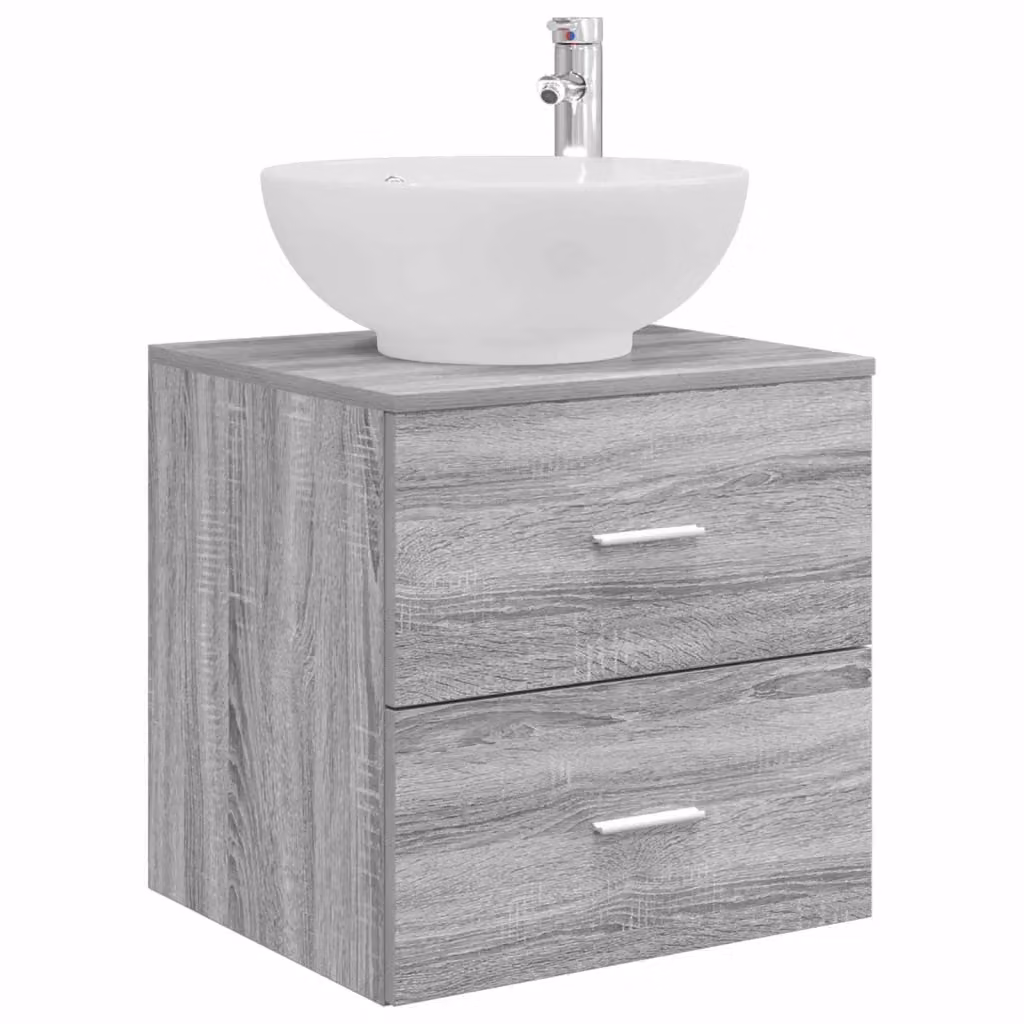 Mobile Lavabo da Parete Moderno vidaXL Grigio con Cassetti e Ante L/P/H: 49,5 x 44,5 x 66,5 cm – 2