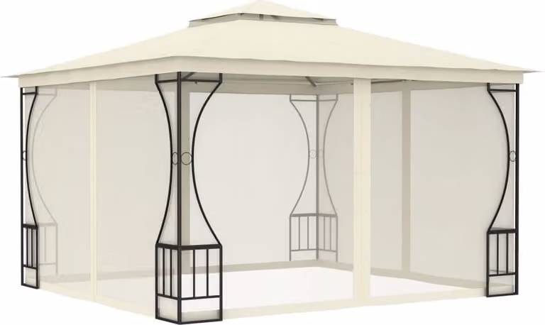 The Living Store Pavillon mit Netz 300x300x265 cm Creme