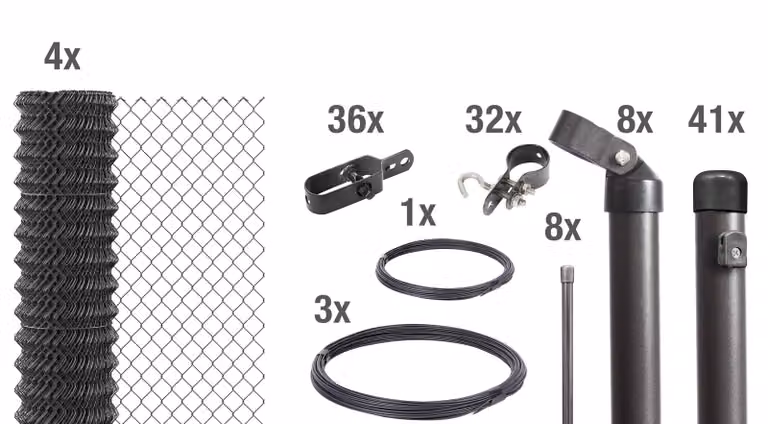 Recinzione in rete metallica Alberts 630874, set completo, da cementare, antracite metallizzato, altezza 200 cm, lunghezza 100 m