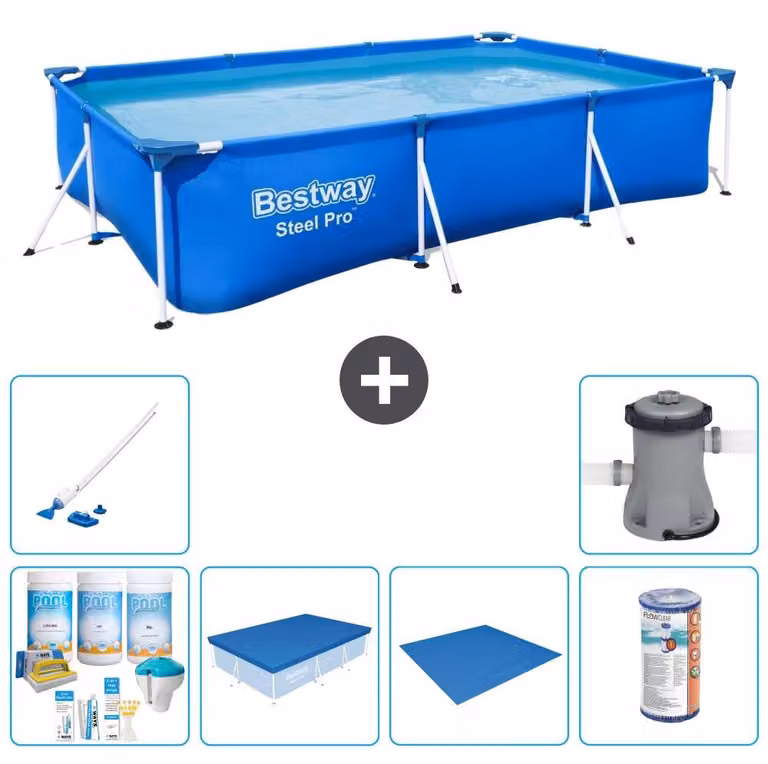 Bestway Steel Pro, piscina rettangolare - 300x201x66 cm - 7 pezzi - Modello S22247