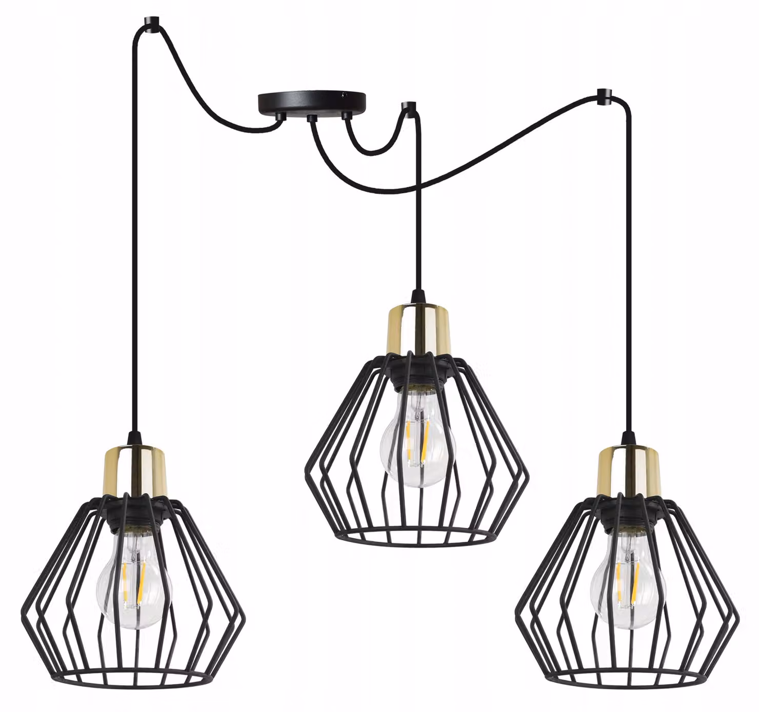 Lampada a sospensione, lampadario da soffitto, paralume in filo metallico, LED
