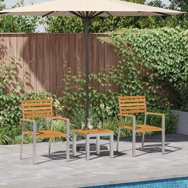 Set da Pranzo per Giardino 3 pz Marrone 3334840