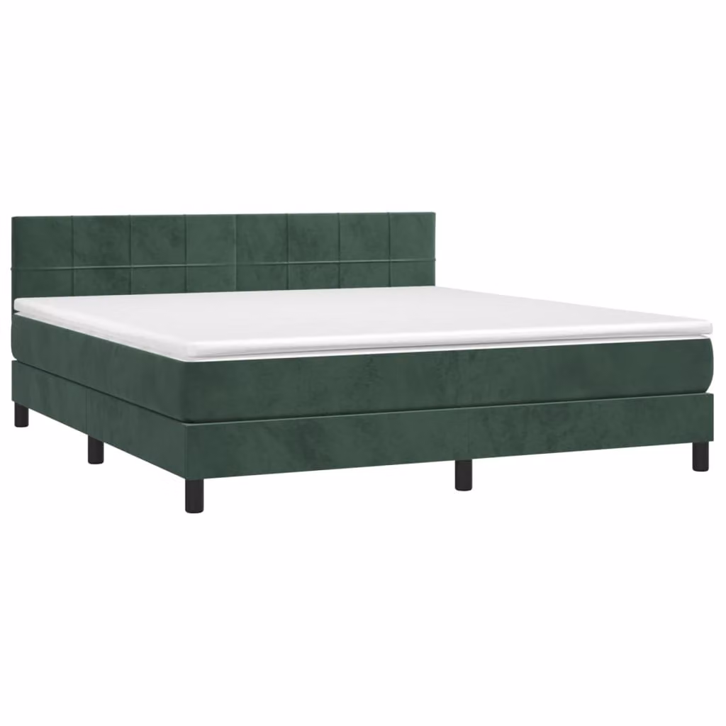 Giroletto a Molle con Materasso Verde Scuro 180x200 cm Velluto