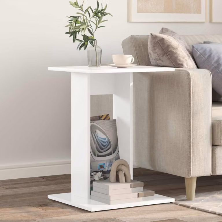 vidaXL Tavolo laterale moderno in legno ingegnerizzato bianco L/P/H: 45 x 40 x 62,5 cm