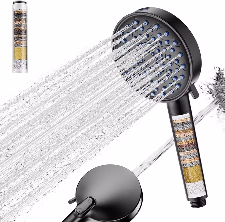 Doccia portatile con tubo flessibile, 7 livelli, sistema di filtraggio a 20 strati, ideale per il campeggio