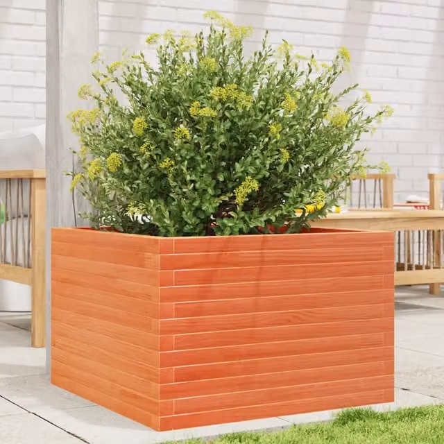 Fioriera da giardino vidaxl in legno massello marrone L: 70 cm, P: 70 cm, H: 45,5 cm