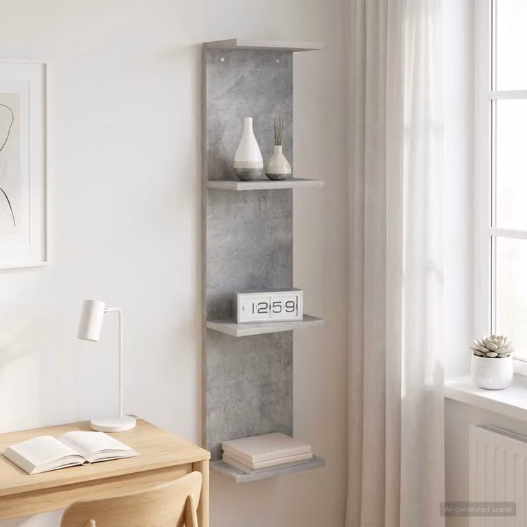 Scaffale da parete moderno vidaXL Grigio, L: 22 cm, P: 15 cm, H: 100 cm