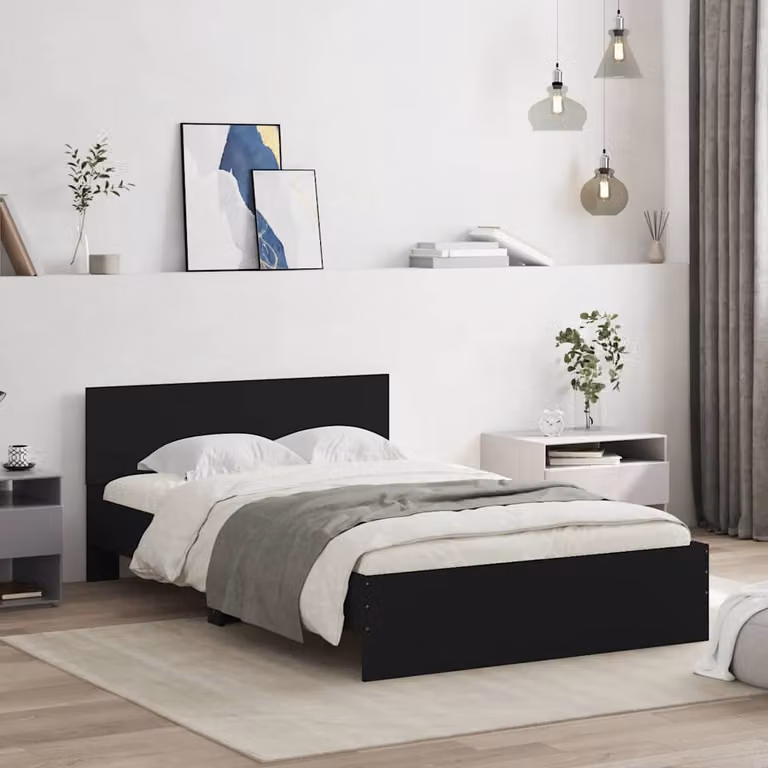 Giroletto con Testiera vidaXL Nero L/P/H: 120 x 200 x 70 cm