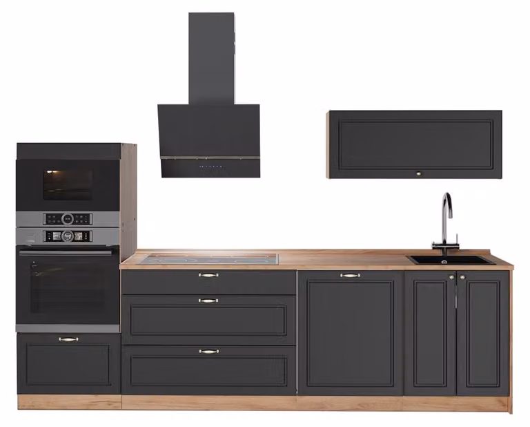 Cucina componibile Vicco Fame-Line Oro-antracite rustico/Rovere dorato 280 cm, PL Rovere, Model 64679