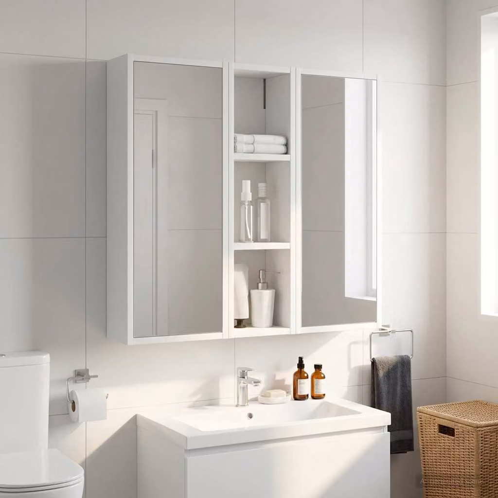vidaXL Armadio da bagno a muro Bianco 20 x 14 x 70 cm
