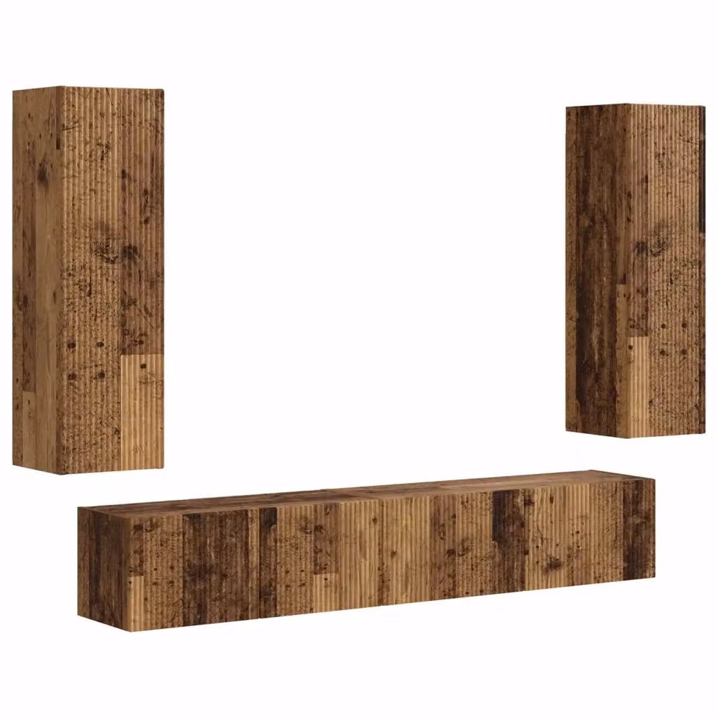 Set mobile TV moderno vidaXL in legno marrone da 3 pezzi – 2